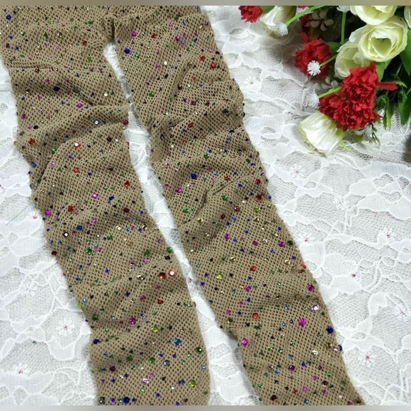 RHINESTONE EMBELLISHED FISHNET STOCKINGS - Picture 11 of 14